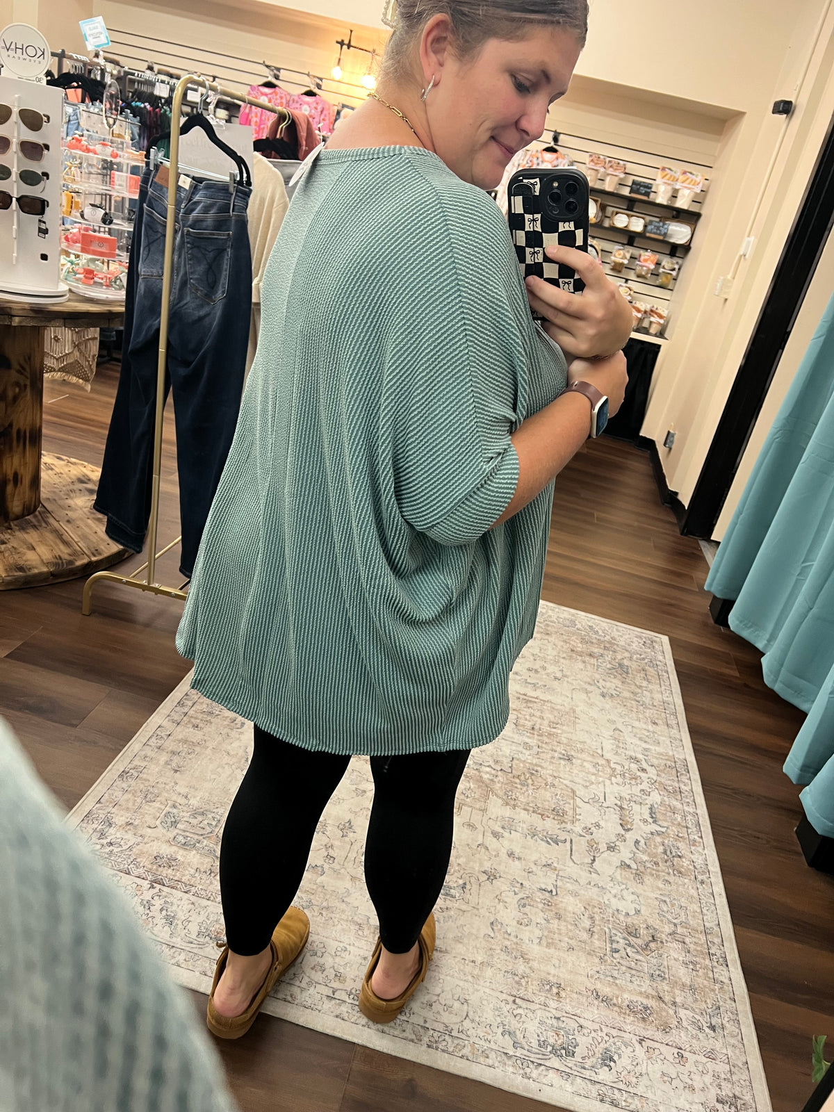 Oversized Ribbed Top - Jade
