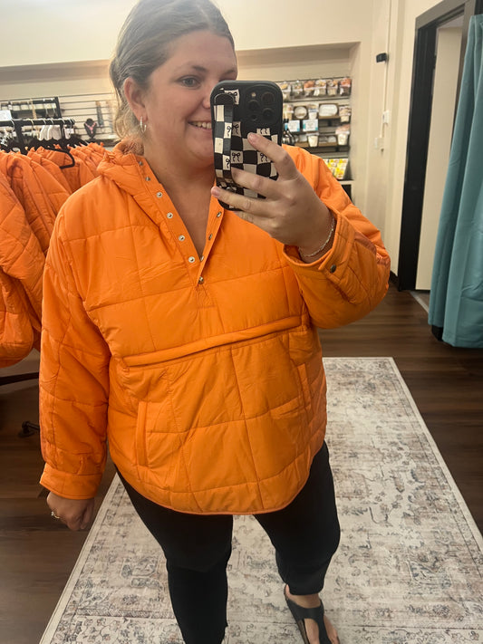 Orange Puffer Pullover