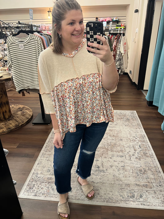 Babydoll Floral Knit Top