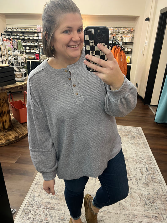 Ribbed Hacci Henley - 3 Colors