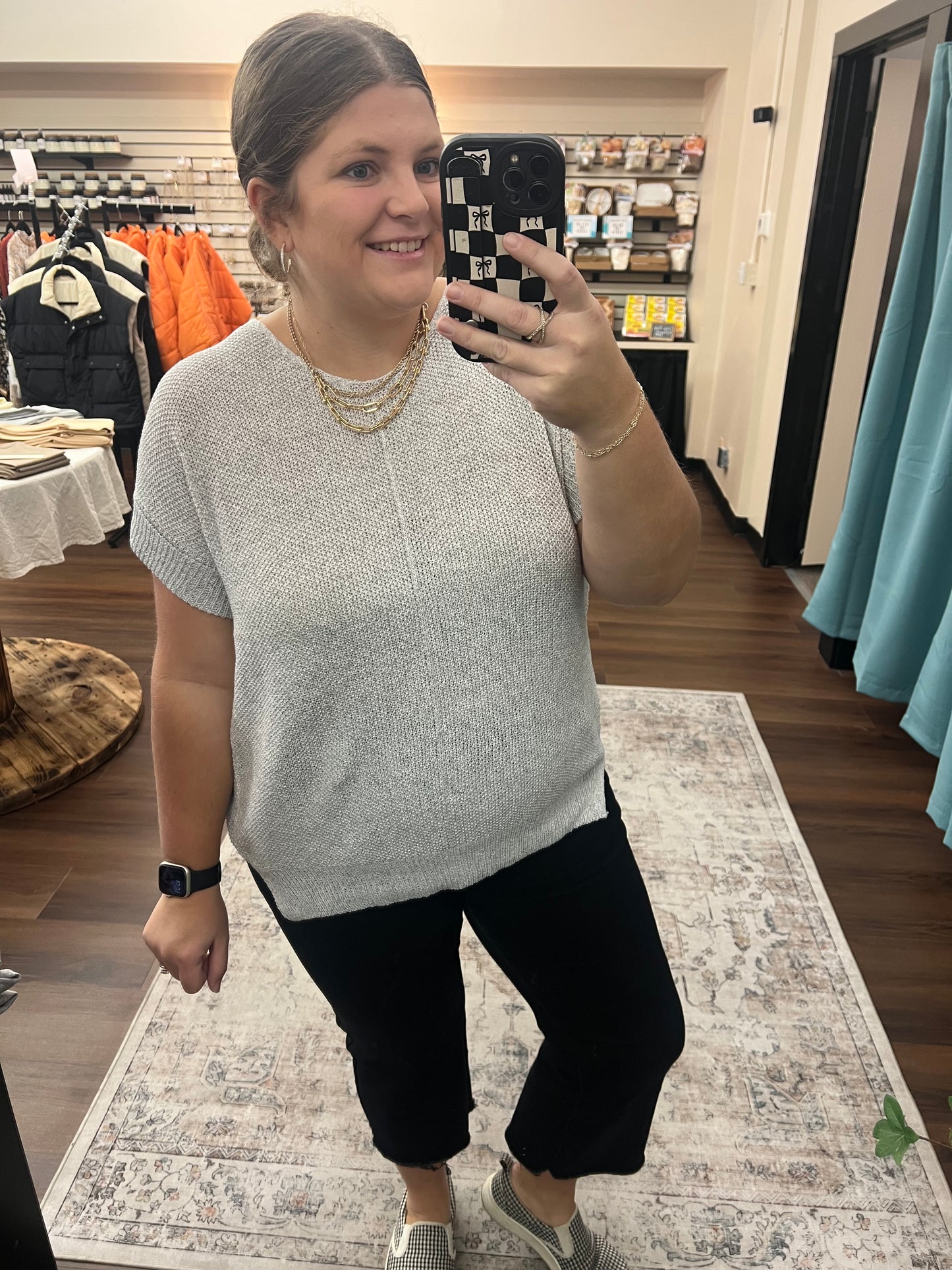 Cuffed Short Sleeve Sweater - 2 Colors