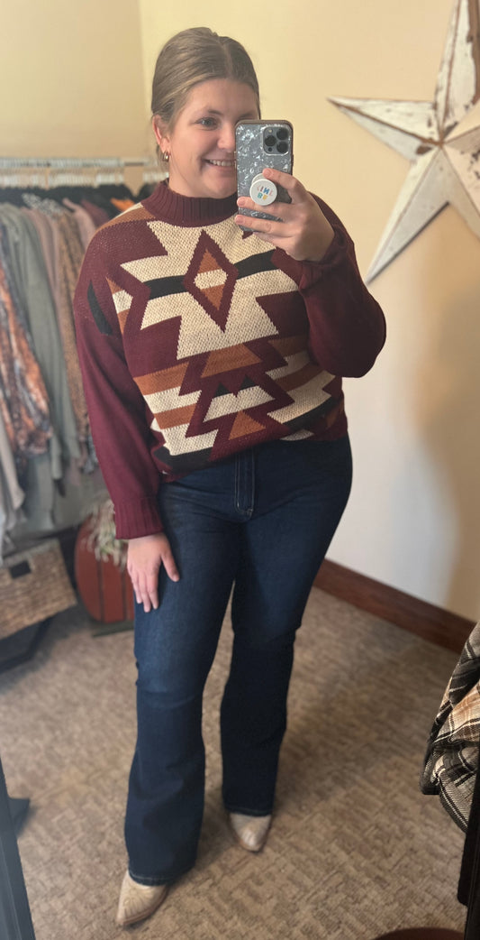 Aztec High Neck Sweater