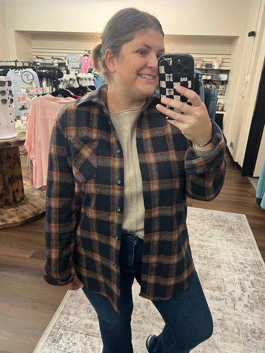 Navy & Orange Flannel