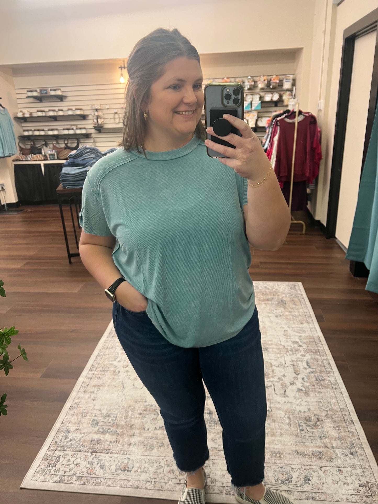 Acid Wash Light Ribbed Tee - 3 Colors