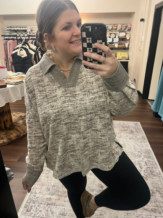Mélange Knit Pullover