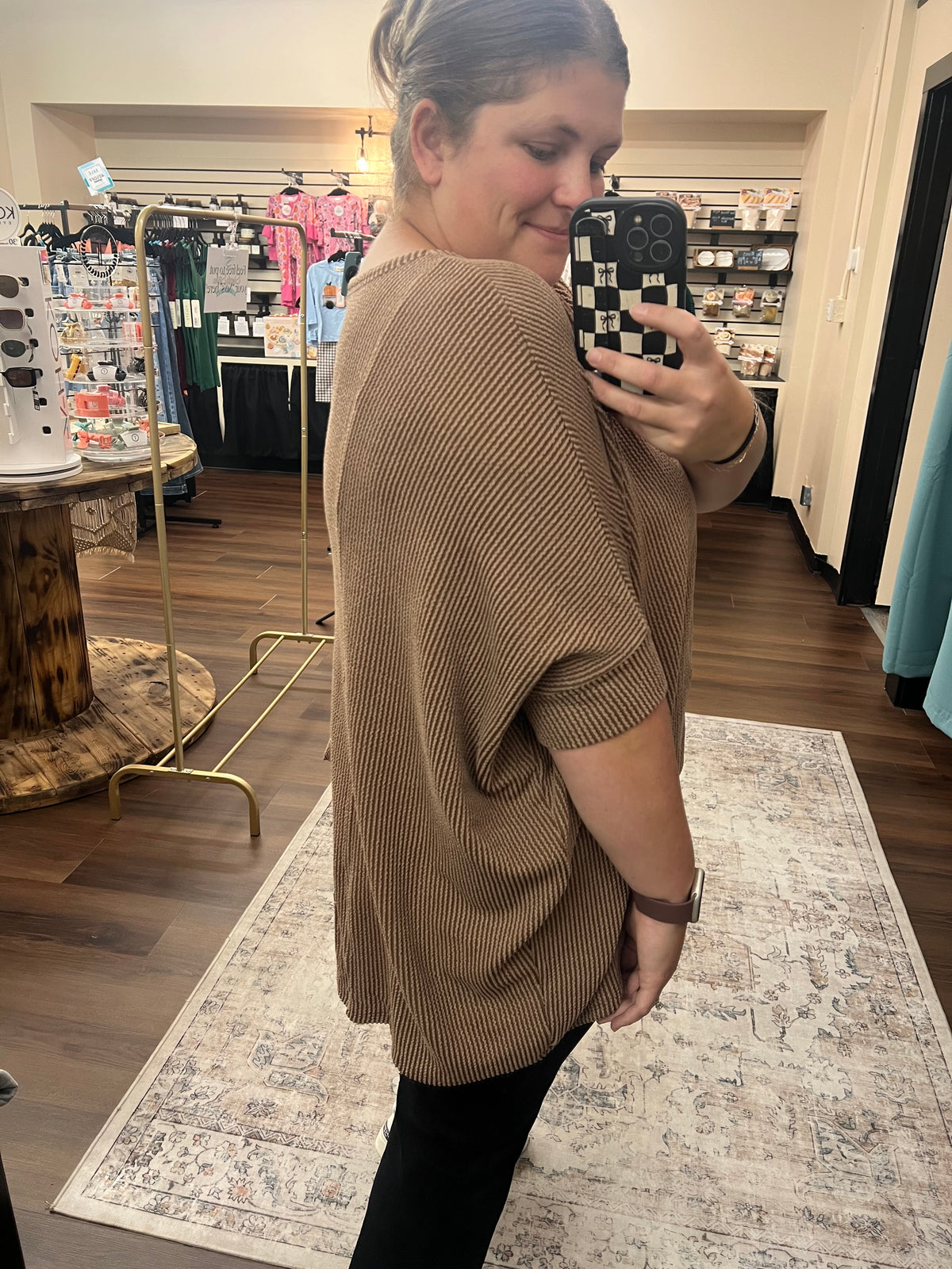 Oversized Ribbed Top - Mocha