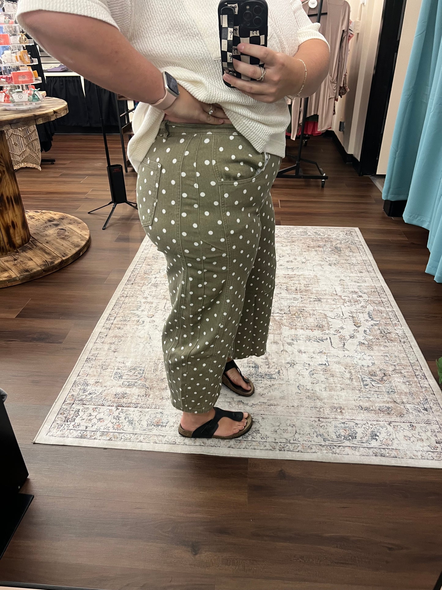 Olive Dot Barrel Denim