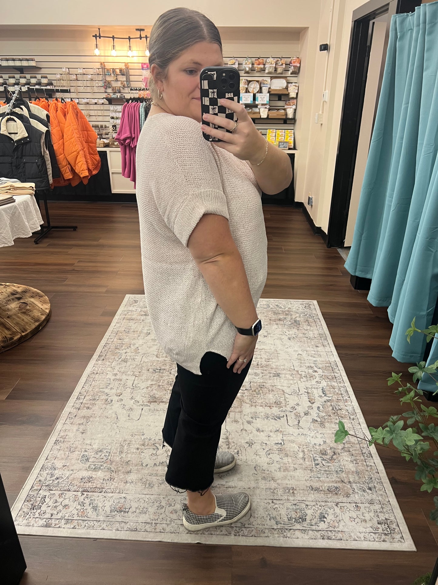 Cuffed Short Sleeve Sweater - 2 Colors