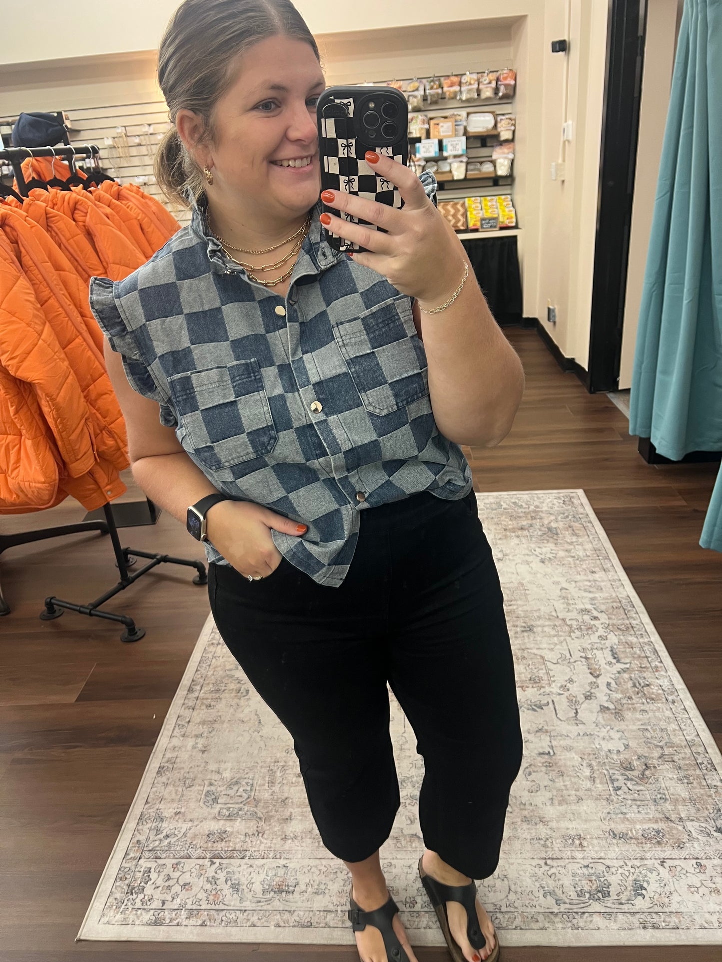 Denim Checkered Vest