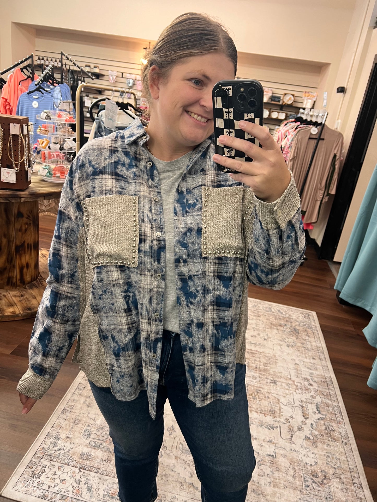 Studded Acid Wash Flannel