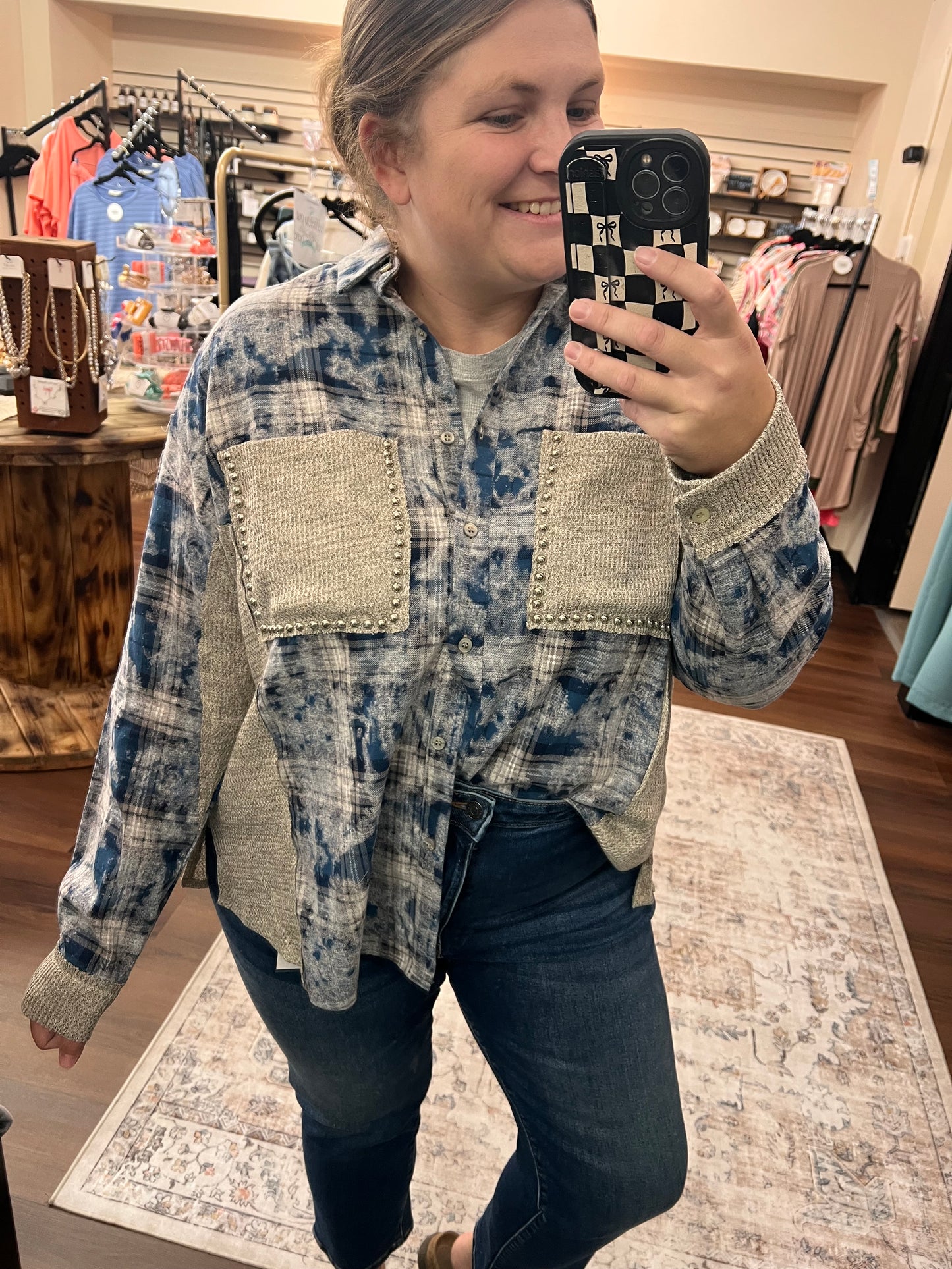 Studded Acid Wash Flannel