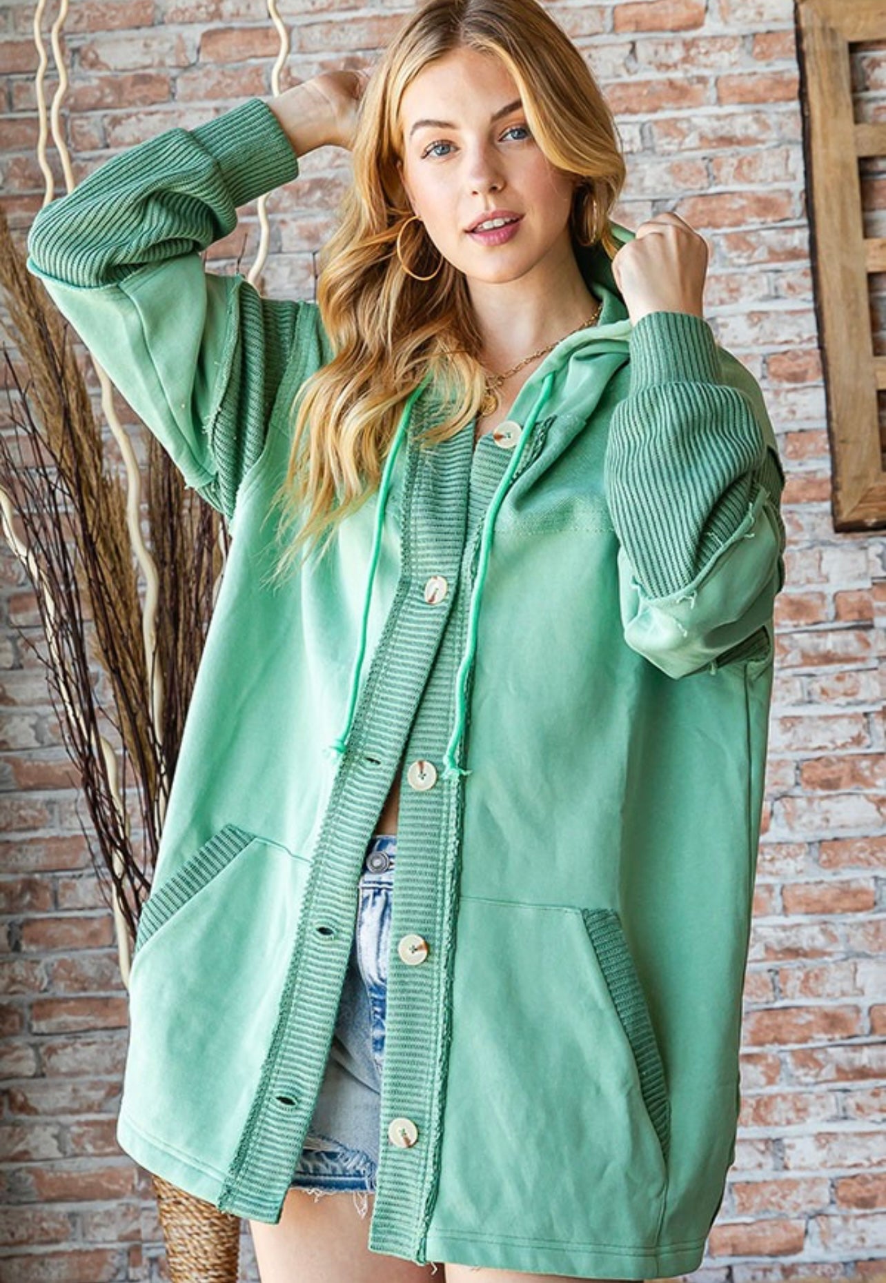 Sage Hooded Cardigan