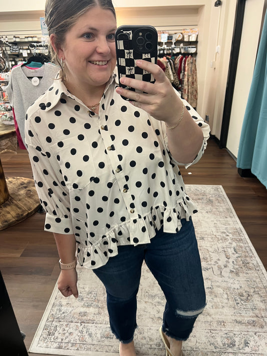 Polka Dot Peplum Top
