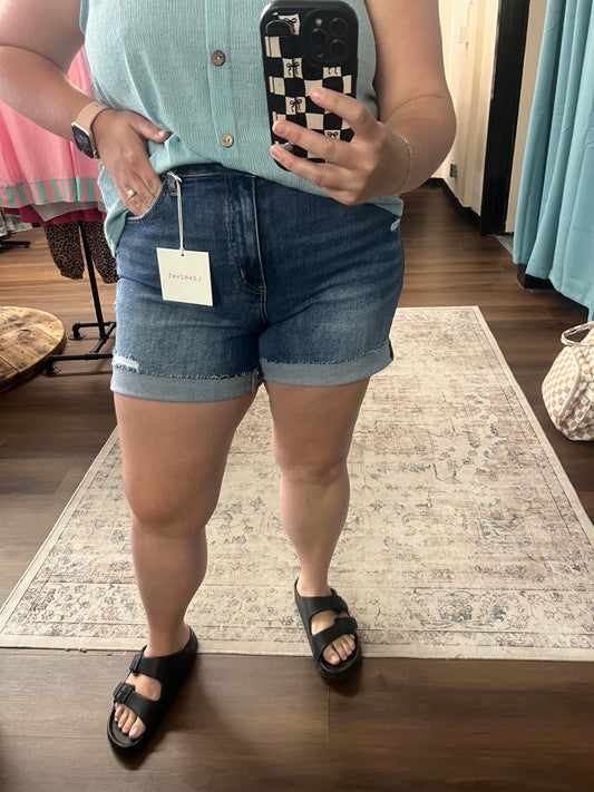 High Rise Raw Hem Short
