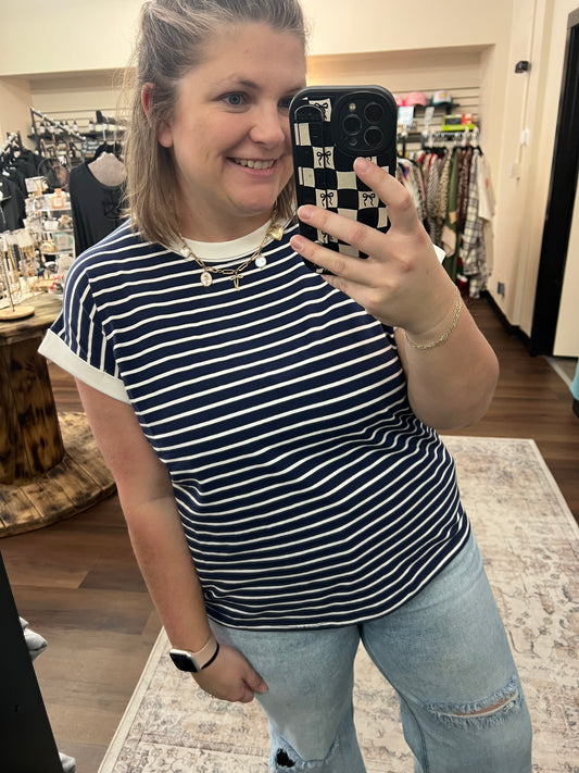 Navy Striped Tee