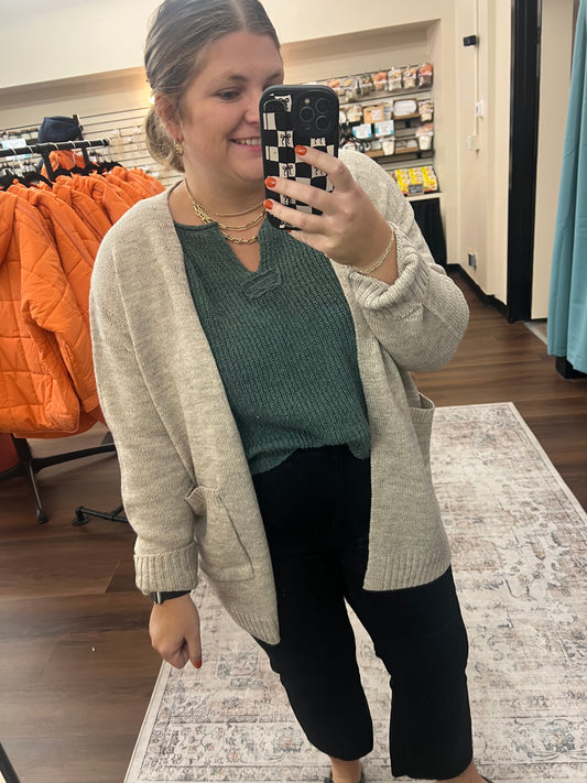 Heather Mocha Pocket Cardigan