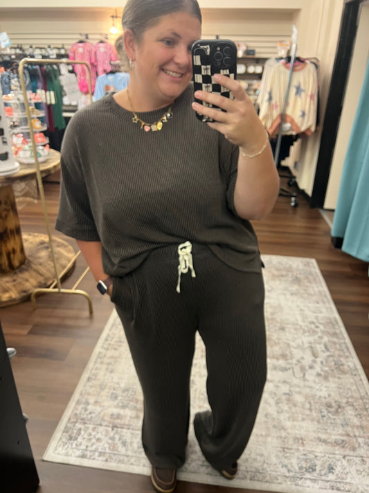 Espresso Ribbed Pant Set