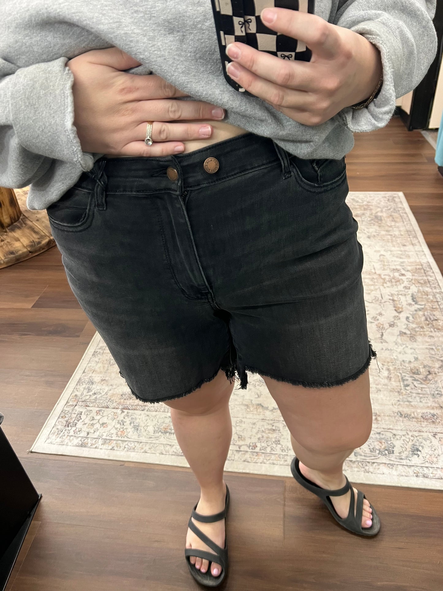 Black Cut Off Dad Shorts