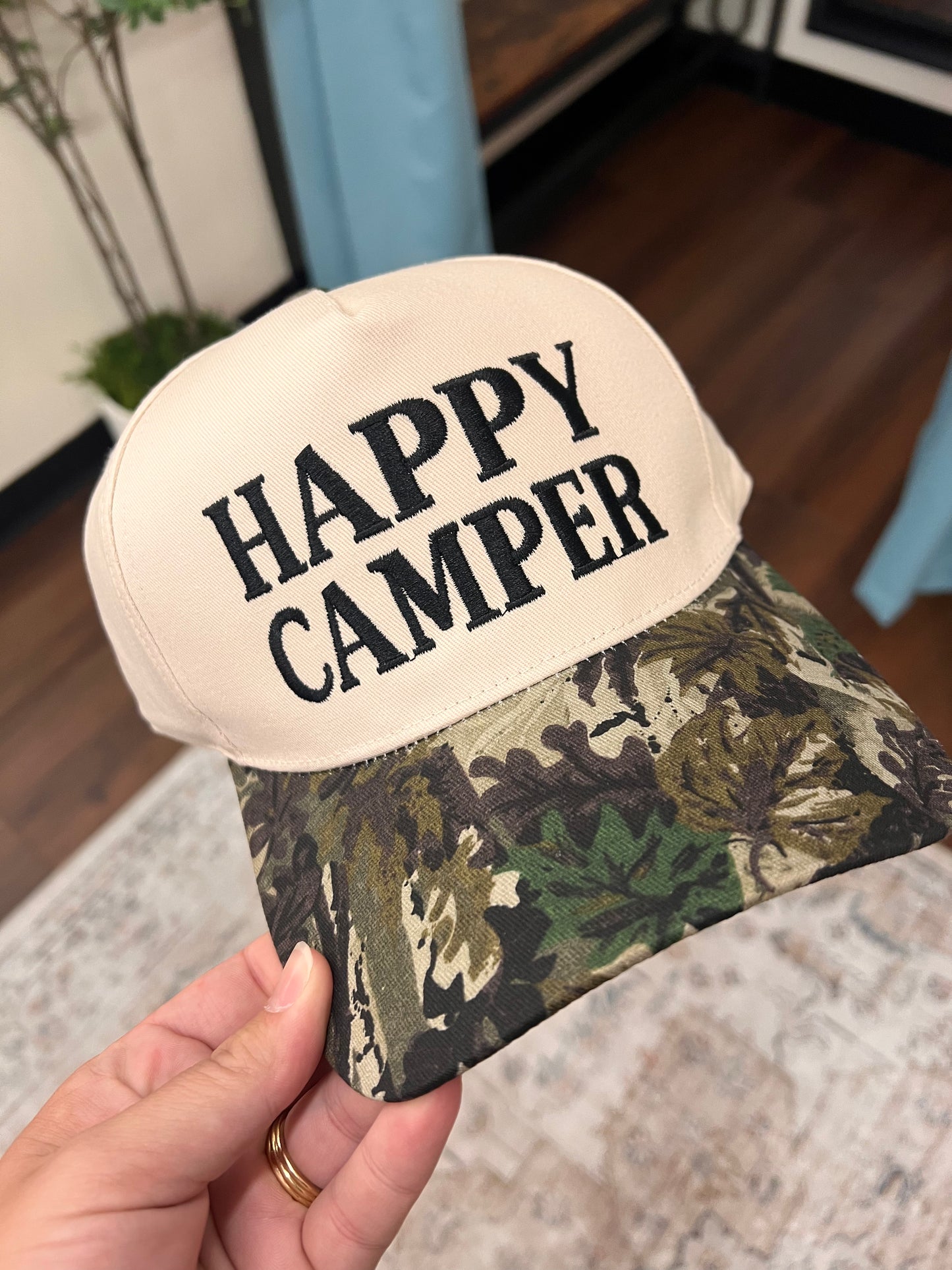 Happy Camper Hat  - Camo