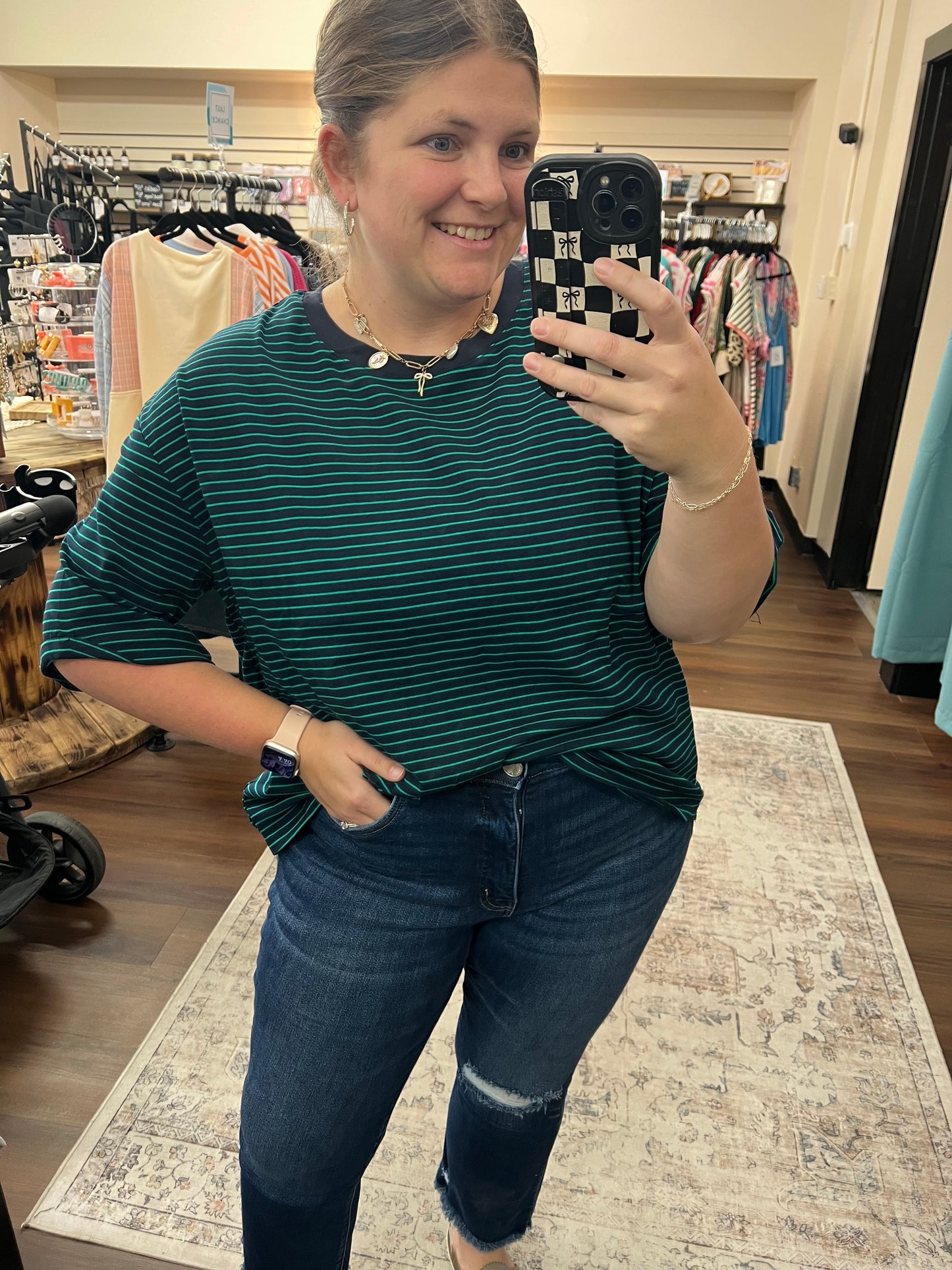Striped Tie Back Top