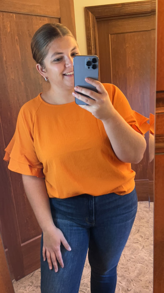 Pumpkin Ruffle Top