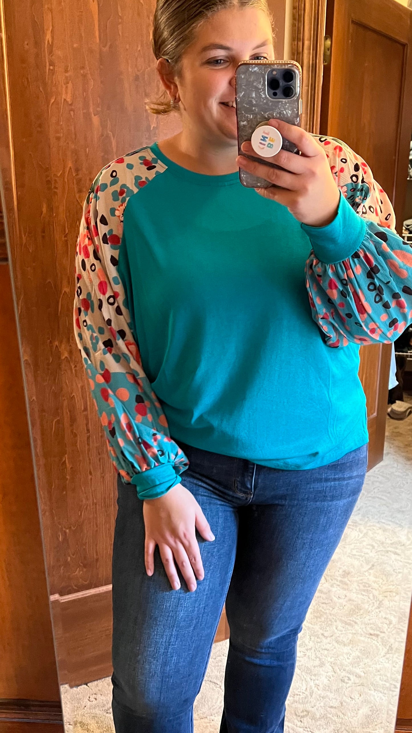 Teal Floral Blouse