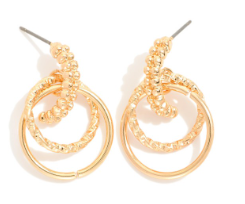 Textured Metal Hoop Drop Earring