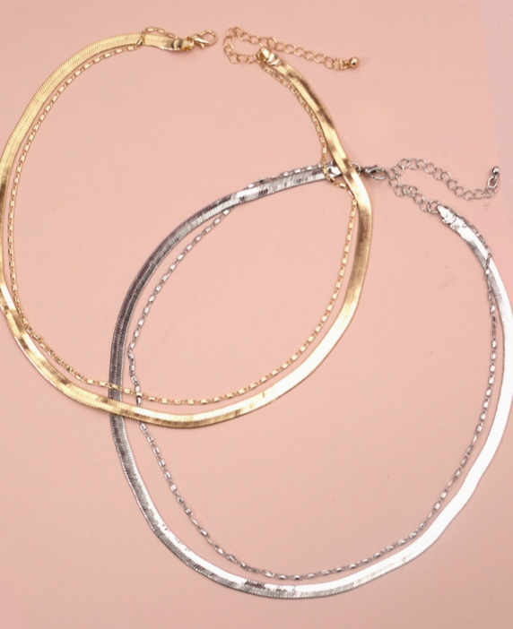 Double Snake and Chain Necklace