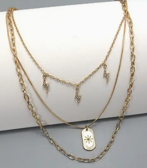 Dog tag Lightning Layered Necklace