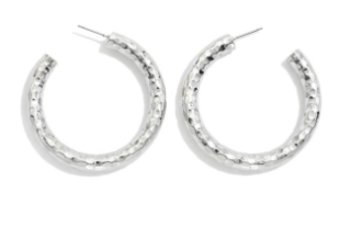 Hammered Metal Hoop Earring - 2 Colors