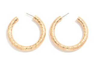 Hammered Metal Hoop Earring - 2 Colors