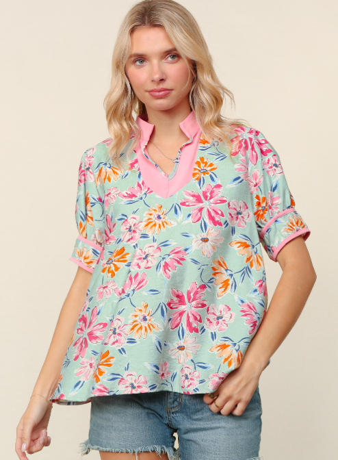 Mint Floral Blouse