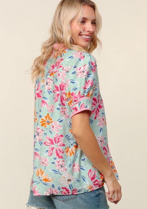 Mint Floral Blouse