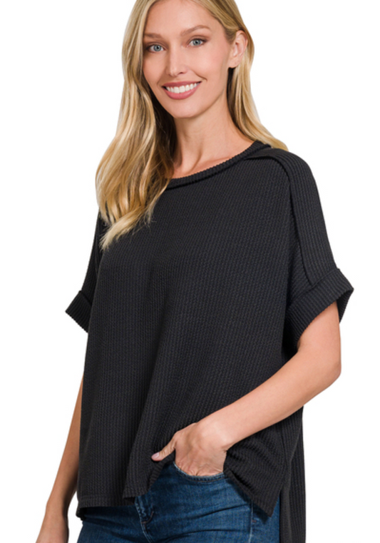 Black Ribbed Tee