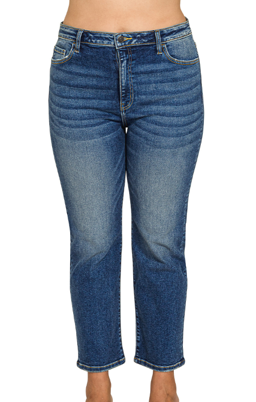 Dark Wash Cropped Basic Straight