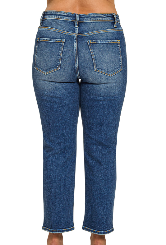 Dark Wash Cropped Basic Straight