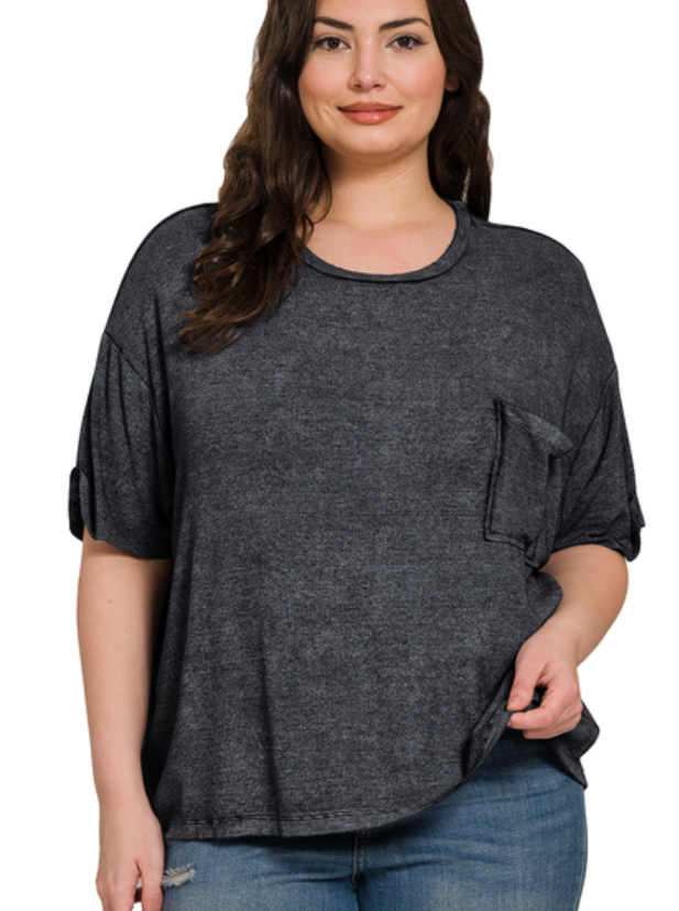 Acid Wash Pocket Tee - 6 Colors