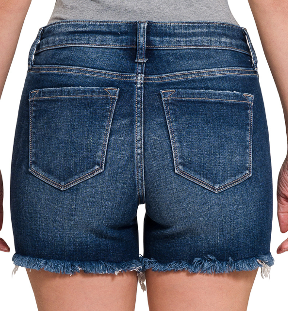 Dark Frayed Hem Short