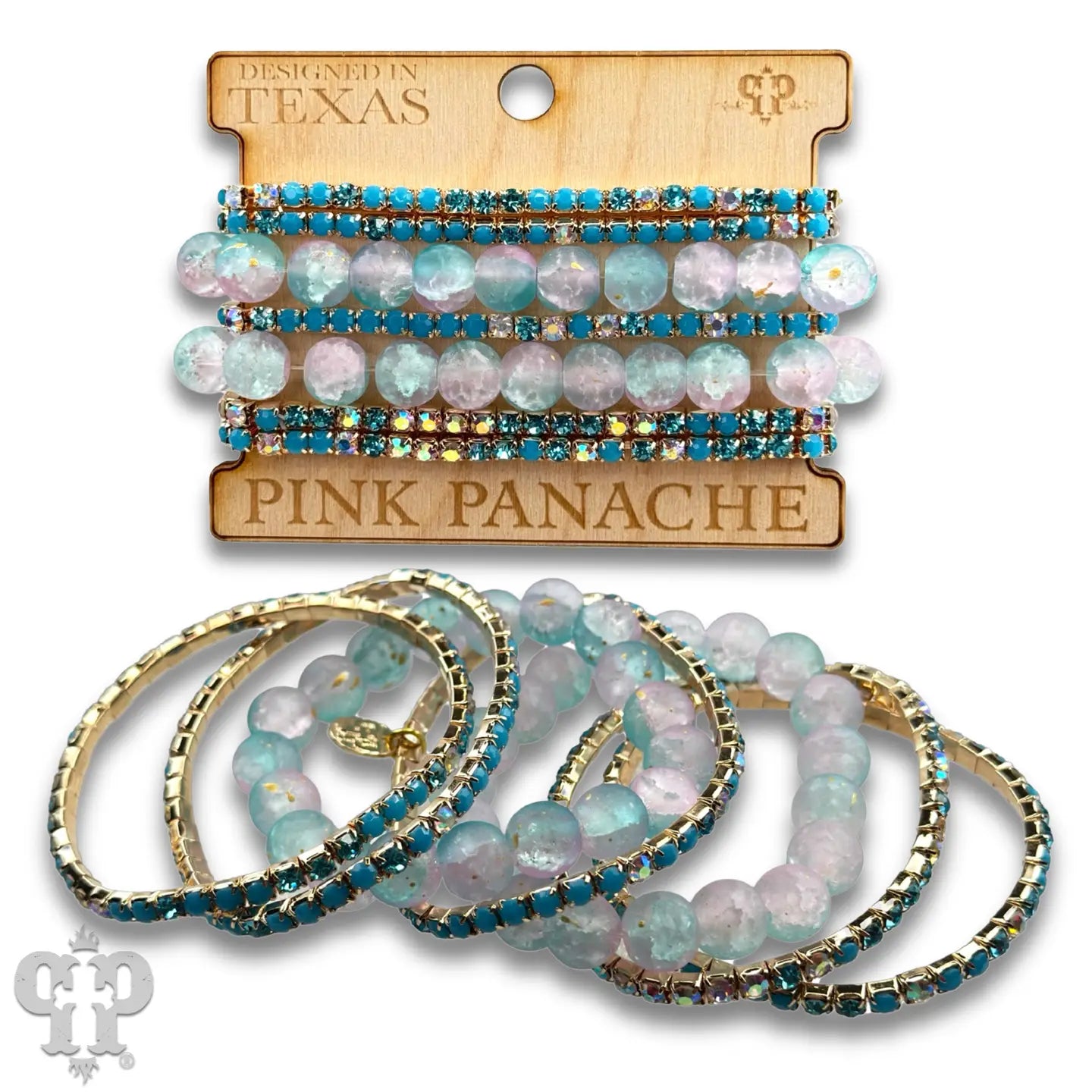 Mixed Rhinestone and Bead Bracelet Set - 3 Colors