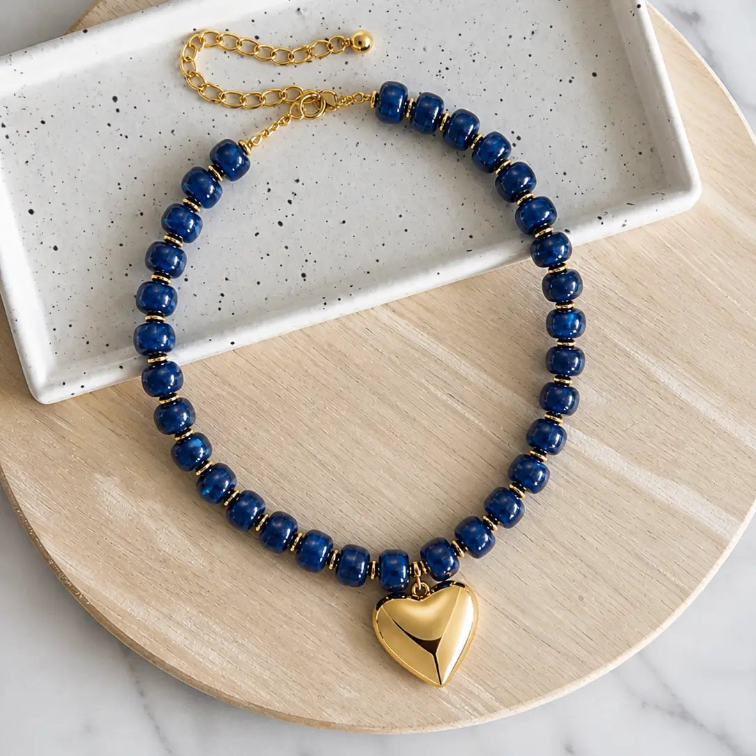 Maddie Beaded Heart Necklace - 4 Colors