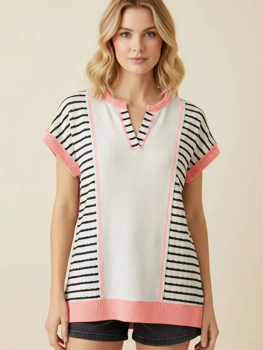 Salmon Color Block Tee