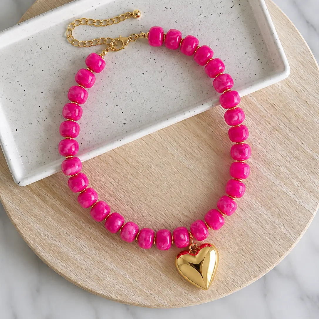 Maddie Beaded Heart Necklace - 4 Colors
