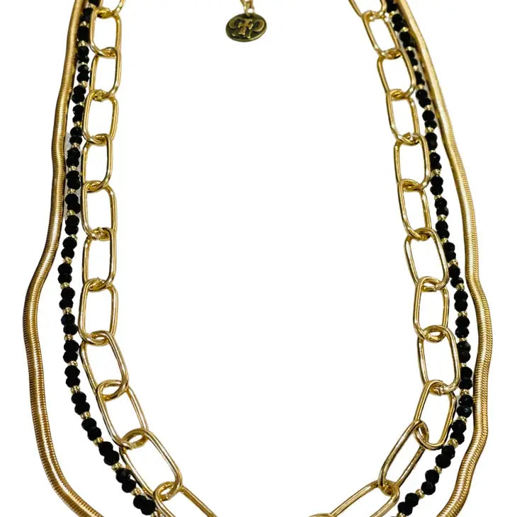 Three Strand Gold Link Necklace