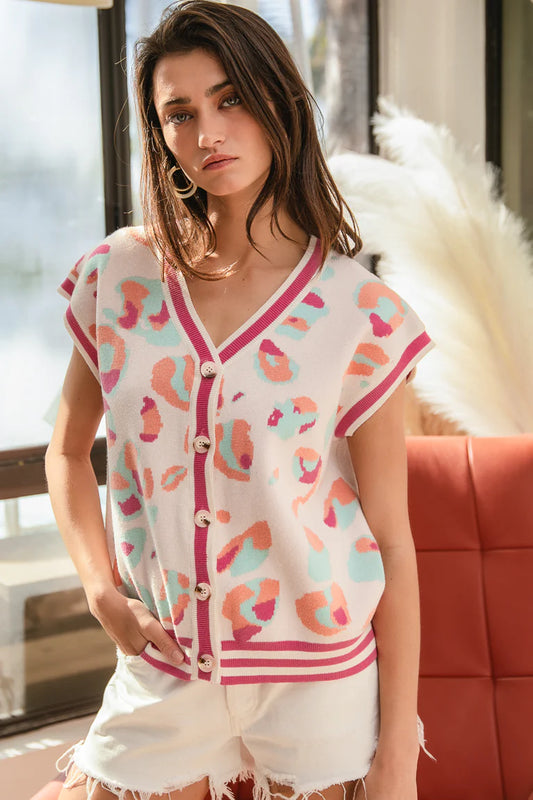 Leopard Spring Sweater Vest